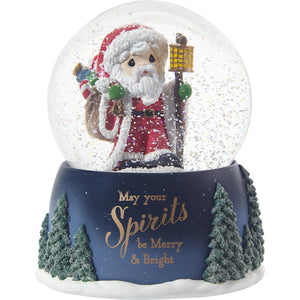 Precious Moments Santa with Lantern Musical Snow Globe May Your Spirits Be Merry and Bright Plays Tune Jolly Old St. Nicholas