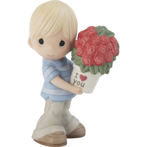 Precious Moments My Love For You Continues to Grow Boy with Roses Figurine