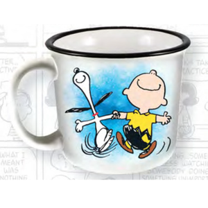 Snoopy and Charlie Brown Happy Dance Ceramic 14 oz. Camper Mug
