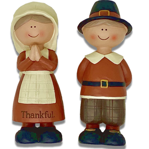 Thankful Pilgrims Set of 2 Figurines 6.25"