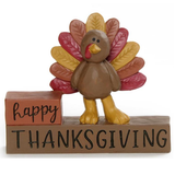 Happy Thanksgiving Turkey Figurine 3.75"