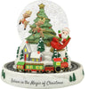 Precious Moments Santa's Sleigh and Train Rotating Musical LED Snow Globe with Blower