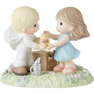 Precious Moments You Will Always Be My Honey Beekeeper Couple With Honeycomb Porcelain Figurine
