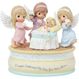 Precious Moments Angels Celebrated the Day You Were Born Dancing Around Baby Rotating Musical Plays Mozart's Lullaby