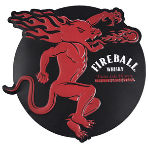Fireball Shaped Embossed Metal Sign