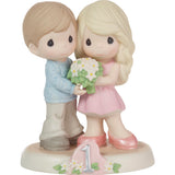 Precious Moments Couple Holding Orange Blossom Bouquet 1st Anniversary Figurine