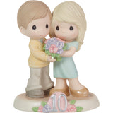 Precious Moments Couple Holding Sweet Pea Bouquet 10th Anniversary Figurine