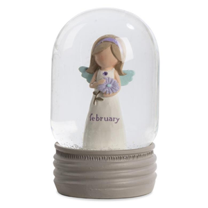 4.25" February Birthstone Angel Snow Globe