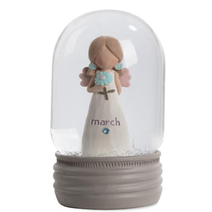 4.25" April Birthstone Angel Snow Globe