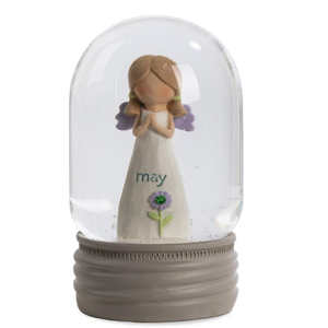 4.25" May Birthstone Angel Snow Globe