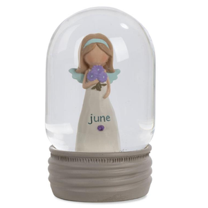 4.25" June Birthstone Angel Snow Globe