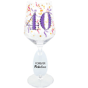 40 Birthday Wine Glass with Gemstone 17 oz.