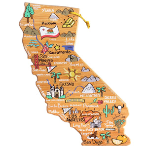 California State Shaped Cutting and Serving Board with Artwork by Fish Kiss™
