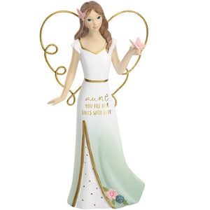 Aunt Fills Our Lives with Love Angel with Butterfly Figurine 5.5"