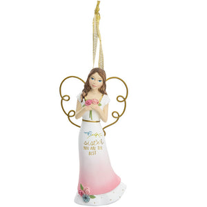 Sister the Best Angel with Flowers Ornament 4.5"