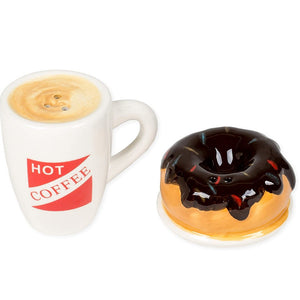 Coffee & Doughnut Ceramic Salt & Pepper Shakers
