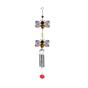Tiered Bumble Bee Garden Wind Chime with Stainless Glass Finish