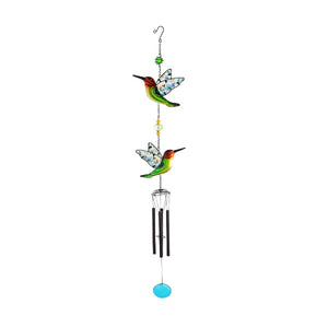 Tiered Hummingbird Garden Wind Chime with Stainless Glass Finish
