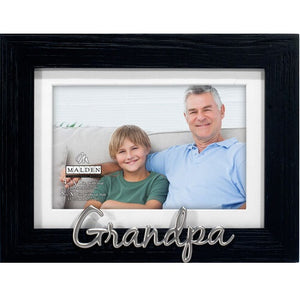 Grandpa Script Matted Black Picture Frame Holds 4" x 6" or 5" x 7" Photo