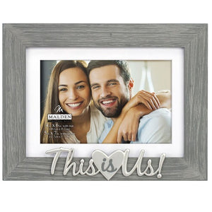 Malden This Is Us Distressed Wood 4"x6" or 5"x7" Photo Frame, Gray