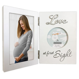 Malden Love At First Sight Sonogram 4"x6" and 3"x3" Hinged Double Photo Frame