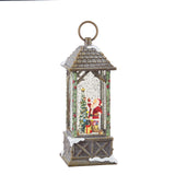 Santa Decorating Christmas Tree in Gazebo Light Up Water Lantern 10.75"