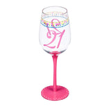 12 oz. Color Changing Wine Glass 21st Birthday Confetti Design