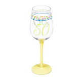 12 oz. Color Changing Wine Glass 50th Birthday Confetti Design