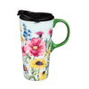 Spring Wildflowers Ceramic 17 oz. Travel Cup with Matching Gift Box