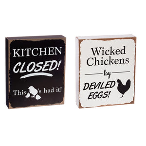 Wood Sign Kitchen Closed Wicked Chicken Lay Deviled Eggs