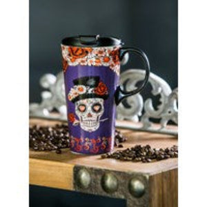 Day of the Dead 17 oz. Purple Travel Cup with Matching Gift Box
