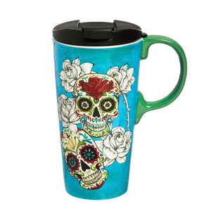 Day of the Dead 17 oz. Blue Travel Cup with Matching Gift Box