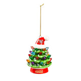 4" LED Light Up Ceramic Christmas Tree Ornament with Team Santa Hat San Francisco 49ers