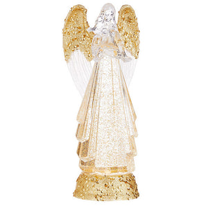  Light Up Gold Swirling Water Glitter Angel Figurine 13" 