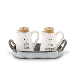 Mud Pie Mini Pitcher Not Salt & Not Pepper Caddy Set