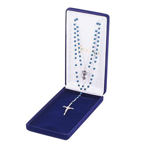 First Communion Blue Bead Rosary in Velvet Box – Steve's Hallmark