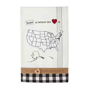 Home is Where the Heart is Cotton Hand Towel with Wood Button Lapel Pin