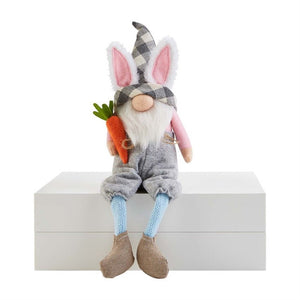 Mud Pie Easter Bunny Ear Dangle Leg Gnome with Carrot