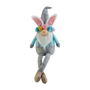 Mud Pie Easter Bunny Ear Dangle Leg Gnome with Flower Crown
