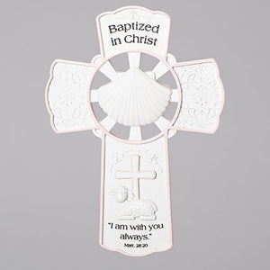 Baptized In Christ Pink Wall Cross