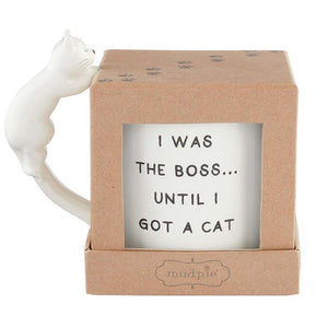 I Was the Boss Until I Got a Cat Boxed Mug with Sculpted Cat Handle