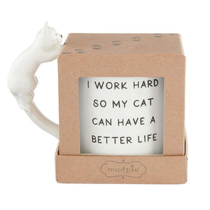 I Work Hard So My Cat Can Have a Better Life Boxed Mug with Sculpted Cat Handle
