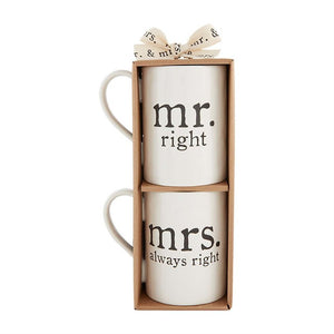 Mud Pie Mr. Right and Mrs. Always Right Mug Set 18 oz.