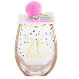 29 and Holding 30th Birthday Stemless Wine Glass & Candle Set