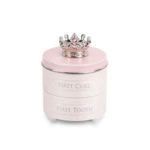 Pink First Tooth & Curl Keepsake Box with Princess Crown