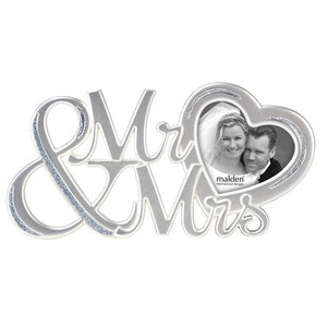 Malden Wedding Mr. & Mrs. Signature with Heart Silver 3"x3" Photo Frame