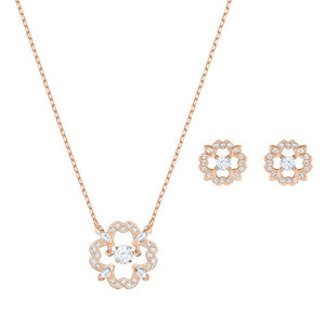 Swarovski Sparkling Dance Flower Rose Gold-Tone Necklace and Earring Set