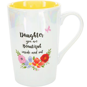 Daughter You Are Beautiful Inside And Out Iridescent Latte Mug 15 oz.