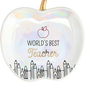 World's Best Teacher 4" Apple Keepsake Dish