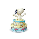 Peanuts by Jim Shore Snoopy Jumping Out of Birthday Cake Figurine